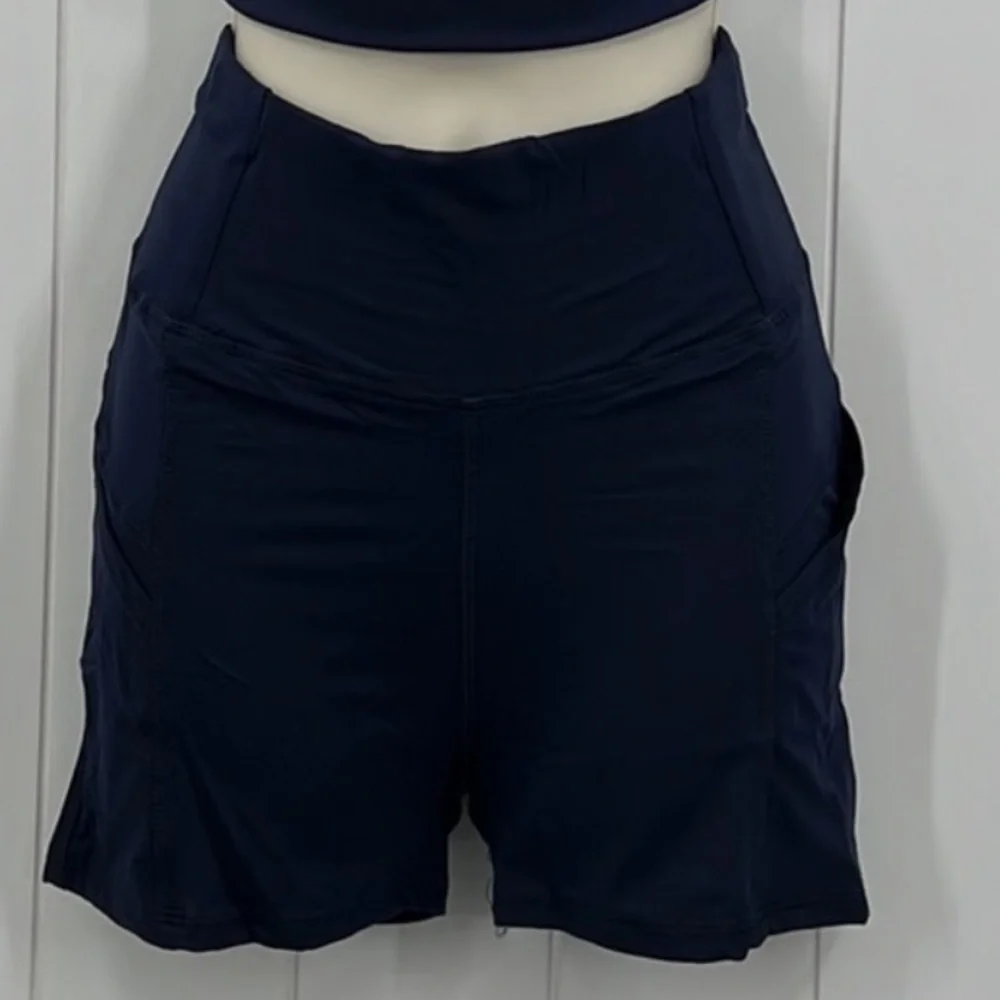 Navy Blue Athletic Bike Shorts - Picture 3 of 4